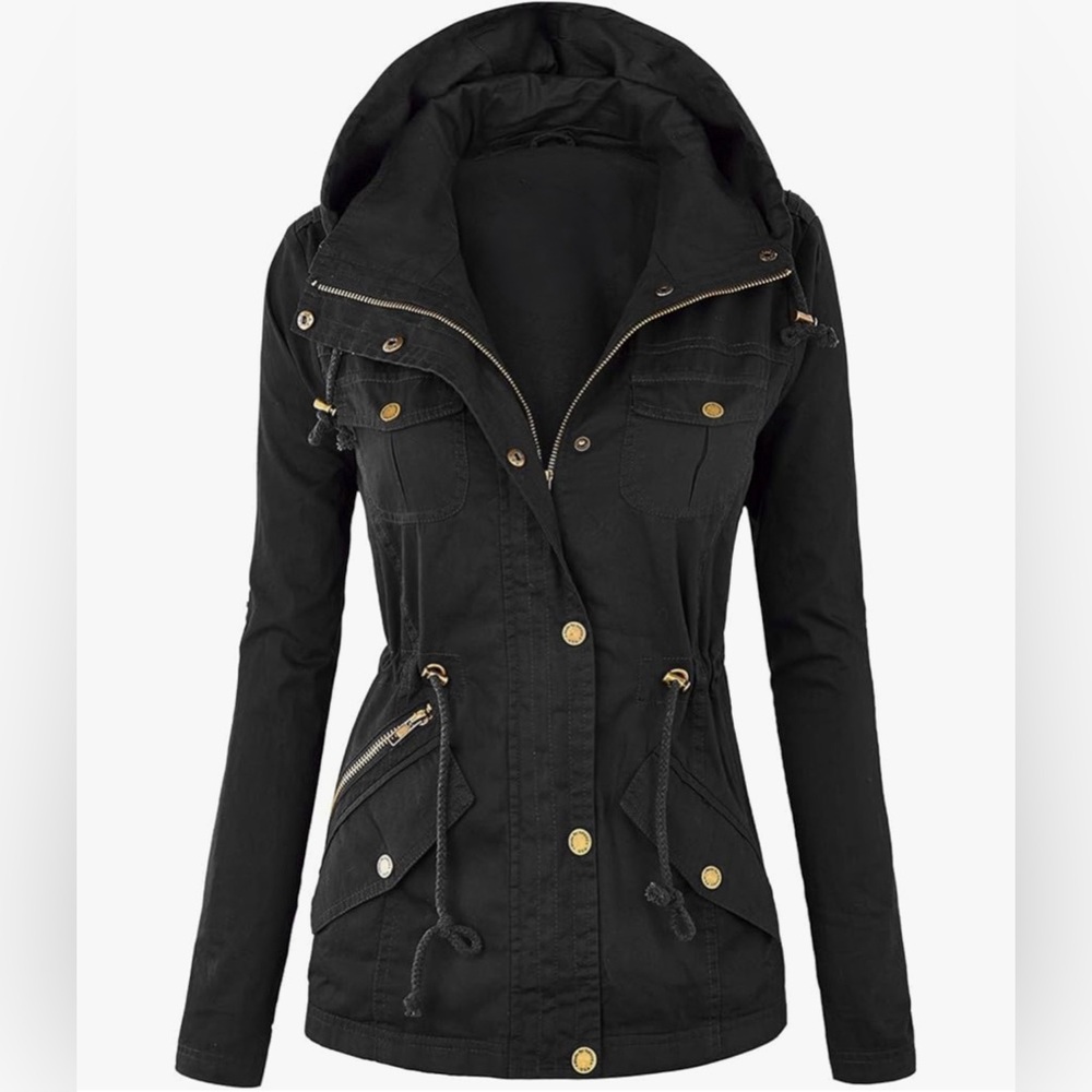 Casual Military Jacket Safari Utility - Lightweight Detachable Hoodie